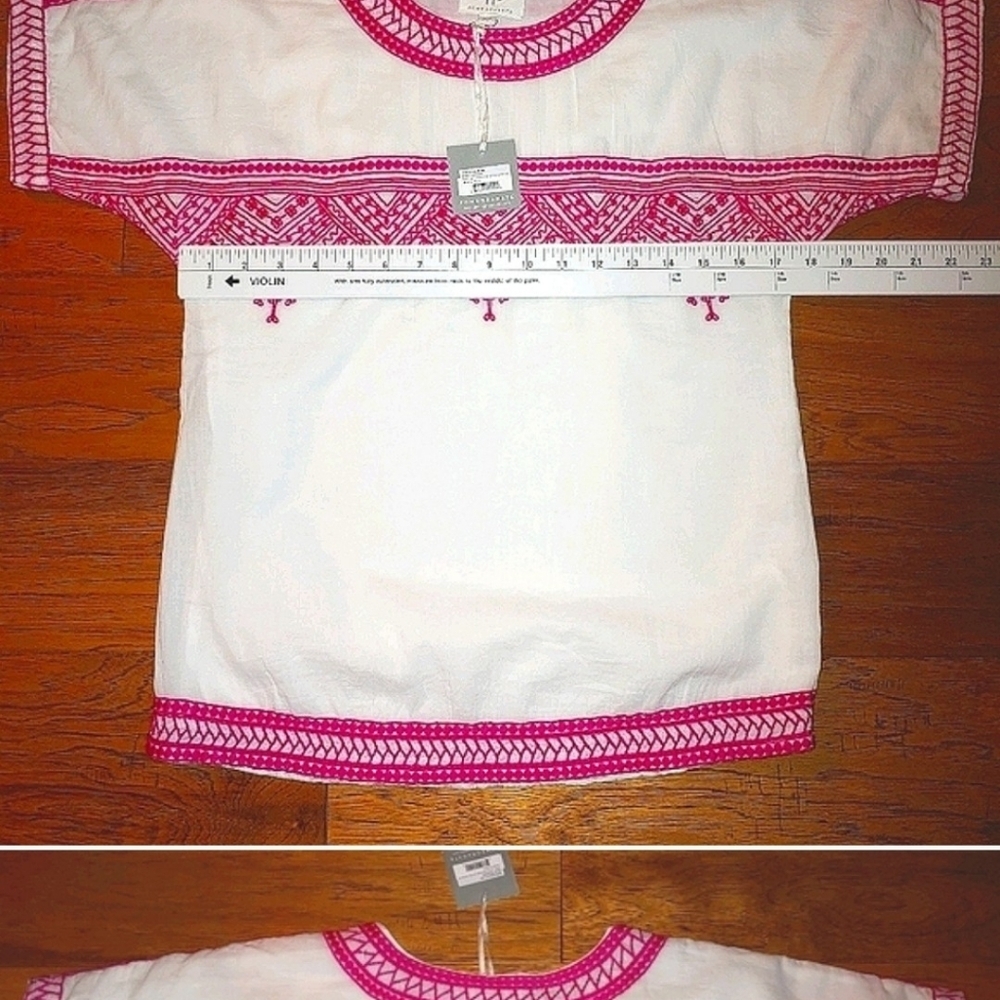 Pomegranate tunic top. XS pink and white - Picture 11 of 12